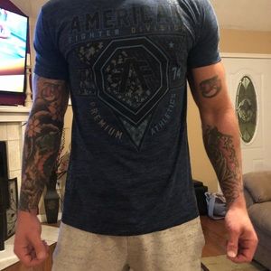 Men’s navy blue American fighter shirt